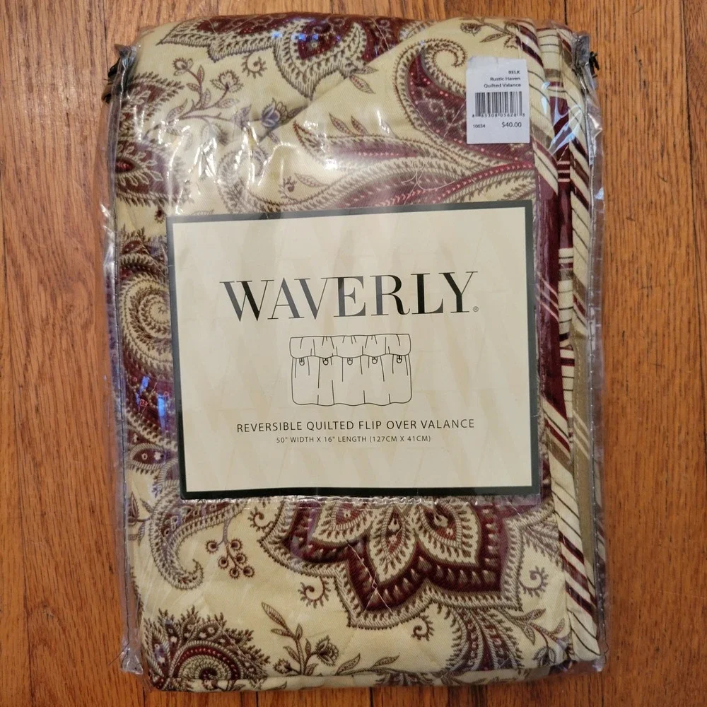Waverly Rustic Haven Quilted Valance Reversible Window Treatment 50x16 in